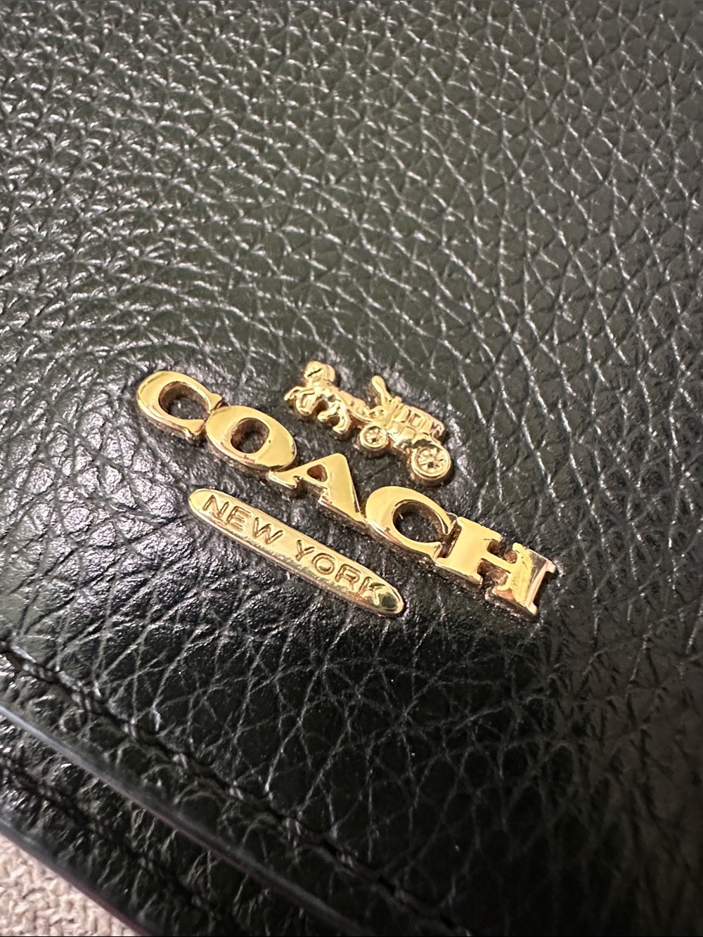 Coach Black Pebbled Leather Continental Wallet with Gold Logo - Picture 2 of 15